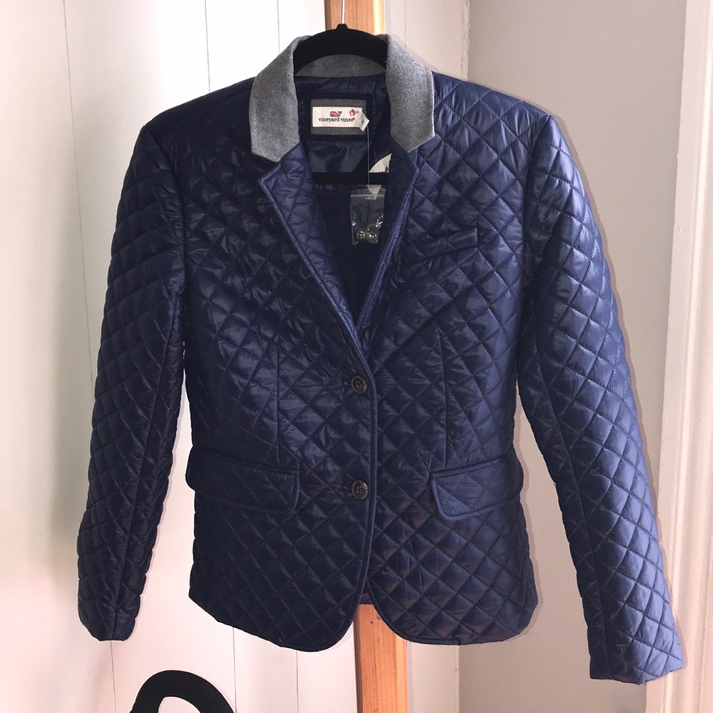 vineyard vines navy blazer quilted style size 00